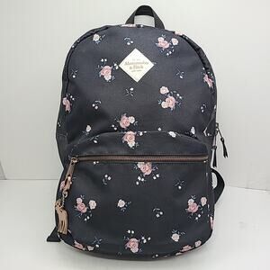 Abercrombie & Fitch Backpack Floral Pink Black Charcoal Moose Charm Laptop Kids